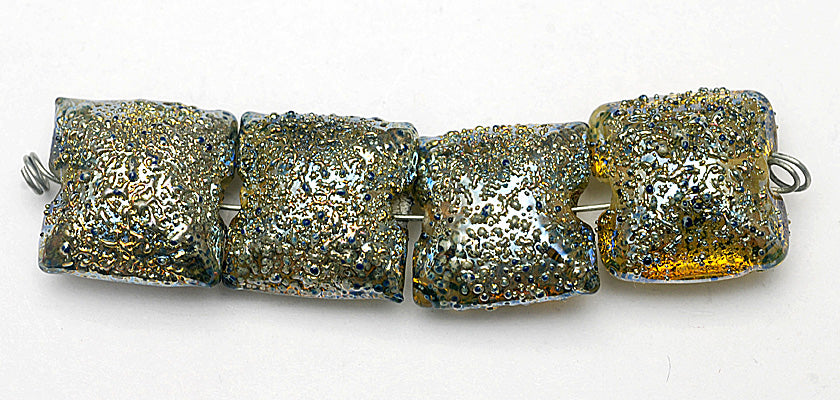 40101014 - Four Golden Green Metallic Pillow Beads