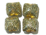 40101014 - Four Golden Green Metallic Pillow Beads