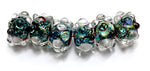 AB01021 - Six Green w/Dark Red Dots Dichro Boro Rondelle Beads
