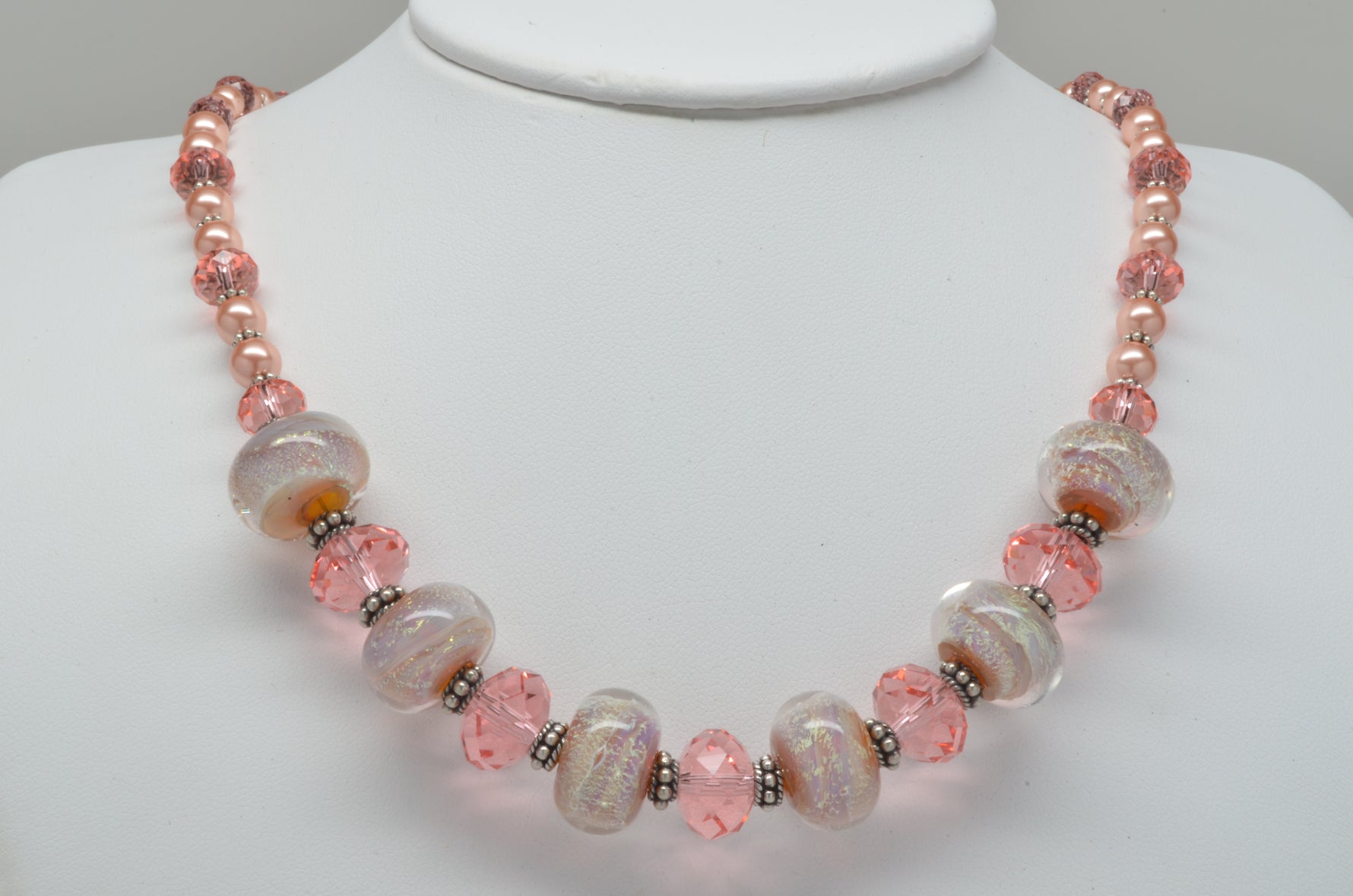 LC-Carly Noel Necklace with Whispering Peach Boro Beads