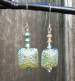 LC-Golden Green Metallic Earrings