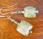 LC-Golden Green Metallic Earrings