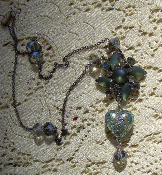 LC-Golden Green Metallic Necklace