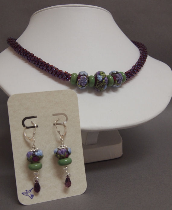 LC-English Garden Kumihimo Necklace and Earrings