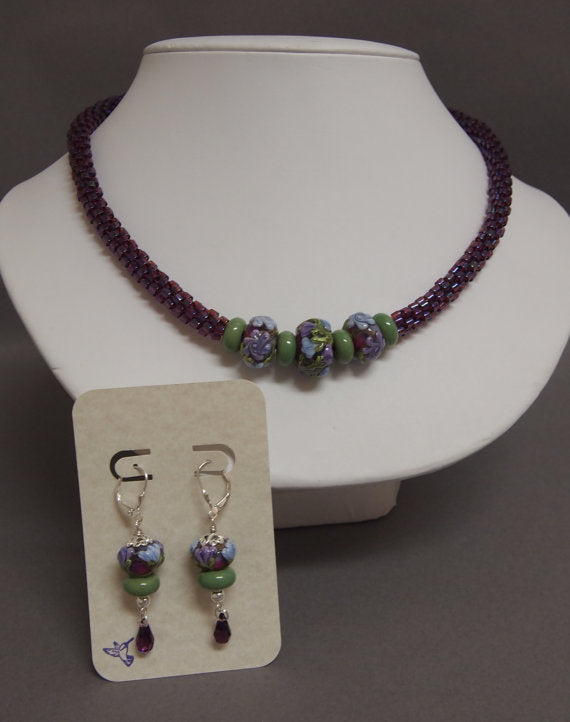 LC-English Garden Kumihimo Necklace and Earrings