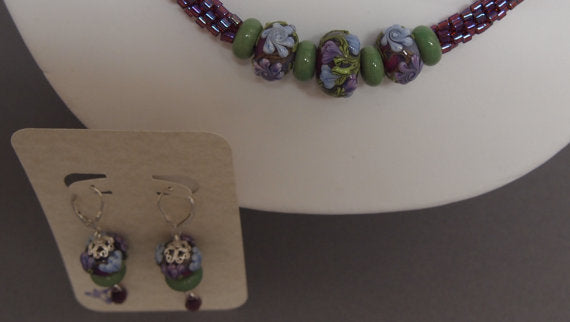 LC-English Garden Kumihimo Necklace and Earrings