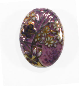 HA011824 - 18x24mm Porcelain Puffed Oval Lavender/Floral