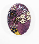 HA013040 - 30x40mm Porcelain Puffed Oval Lavender/Floral