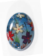 HA041824 - 18x24mm Porcelain Puffed Oval Sky Blue/Floral