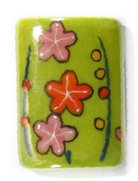 HA101824 - 18x24mm Porcelain Puffed Rectangle Lime Green/Floral