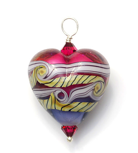 HP-11806215- Hot Pink w/Purple Heart Pendant