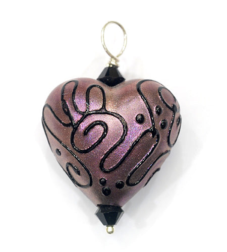 HP-11808105 - Light Purple Pearl Surface Heart Pendant