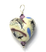 HP-11809005 - Ivory w/Black & Blue Free Style Heart Pendant