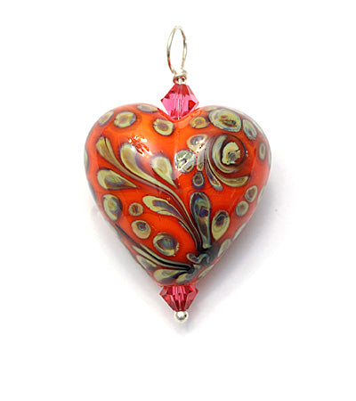 HP-11811705 - Coral w/Beige Heart Pendant