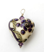 HP-11806605 - Ivory w/Purple & Beige Stringer Heart Pendant