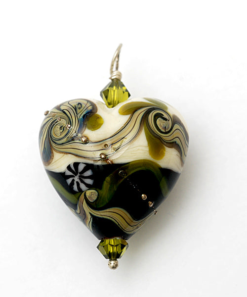 HP-11807505 - Green Japanese Kimono Heart Pendant