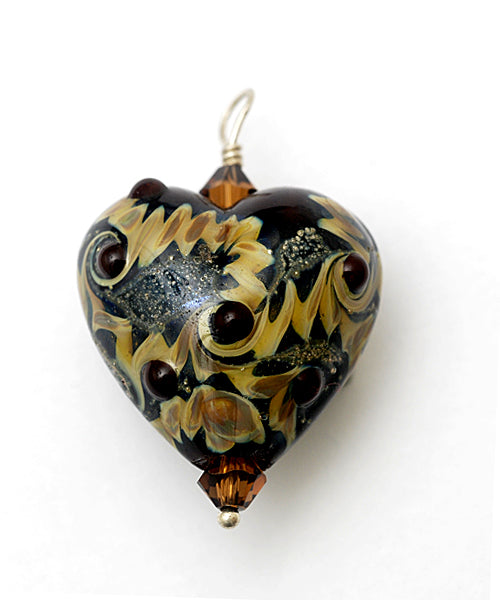 HP-11811605 - Dark Brown w/Beige Heart Pendant