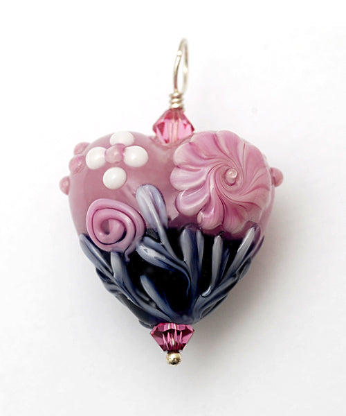 HP-11812505 - Light Pink Flower w/Purple Heart Pendant