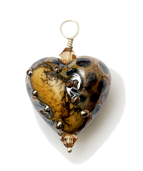 HP-11815205 - Black w/Yellow Silver Foil Heart Pendant