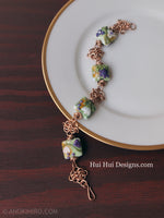 LC-Purple and White Floral Bracelet
