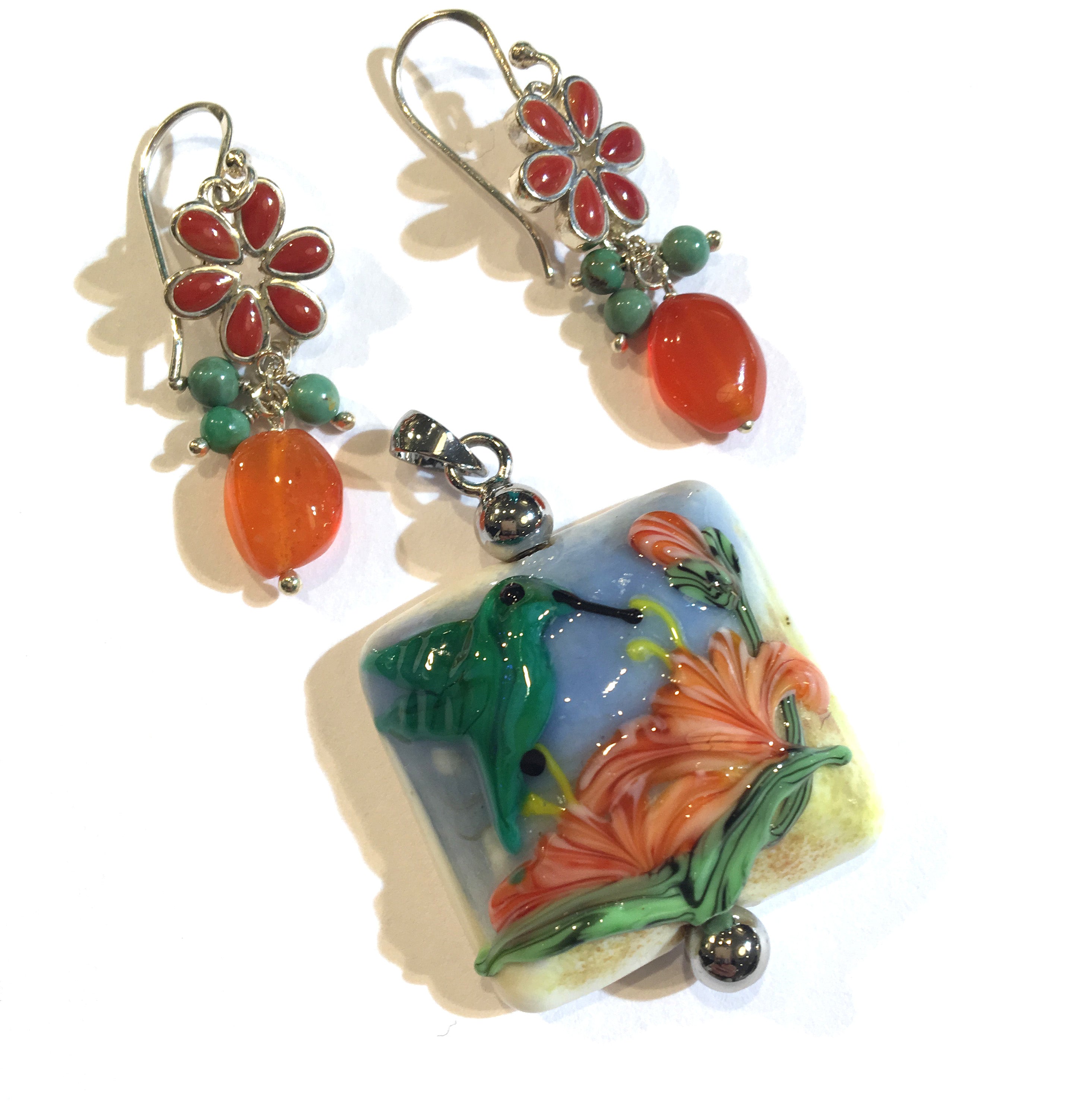  Hawaiian Hummingbird Heart Necklace