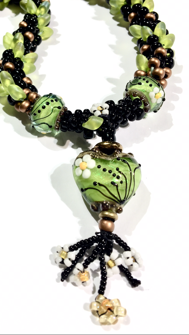 LC - Necklace with 11838505 Spring Green Florals Heart