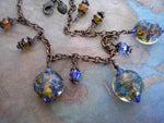 LC-Boro Lentils and Swarovski Crystal on Copper