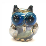 OWL-M-02- Blue dots with beige free style owl bead, size M