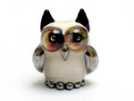 OWL-M-05 - Ivory Owl Bead with Brown Eyes, size M