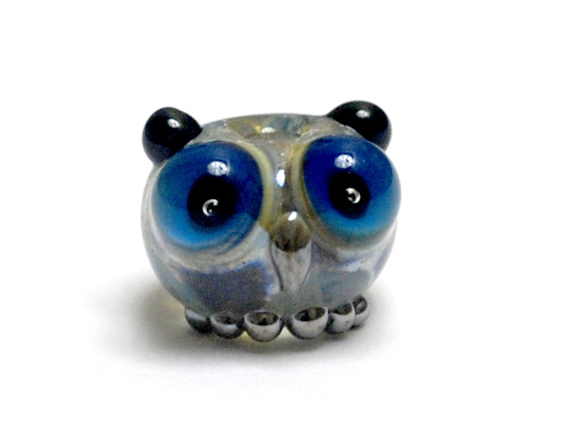 OWL-S-02 - Free Style with Blue Dots Owl Rondelle Bead