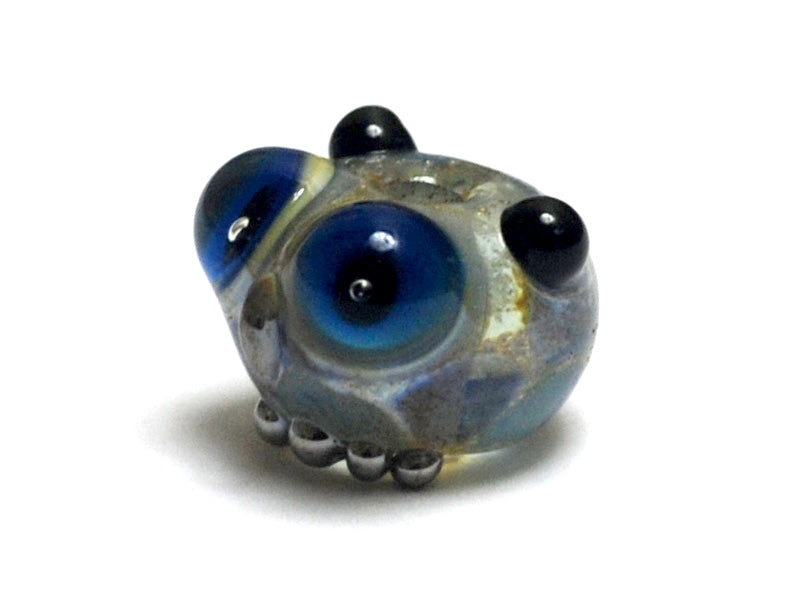 OWL-S-02 - Free Style with Blue Dots Owl Rondelle Bead