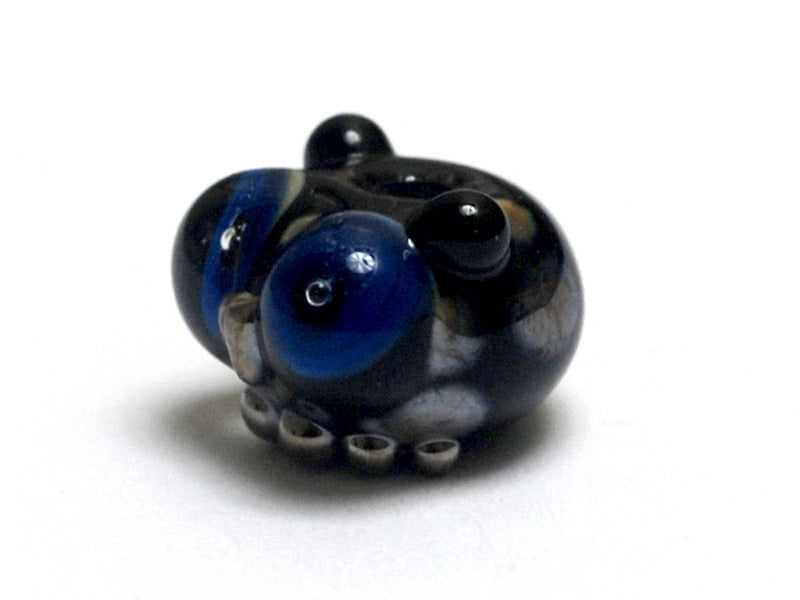 OWL-S-03 - Free Style with Black Base and Silver Dots Owl Rondelle Bead