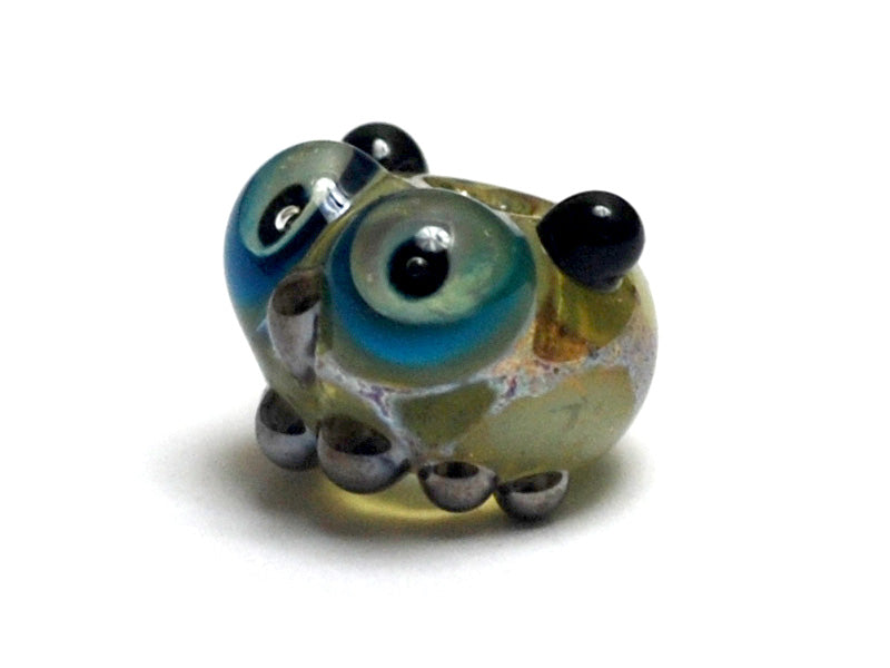 OWL-S-04 - Free Style with Olive Green Dots Owl Rondelle Bead