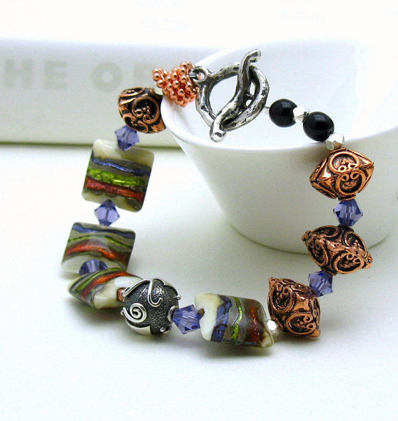 LC-10407811 - Metallic Murano Sterling Silver Copper Bracelet
