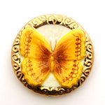 PB063600 - 36mm Porcelain Disk Yellow-gold Butterfly