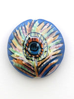 PP012400 - 24mm Porcelain Disk Blue Peacock Feather