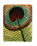 PP021824 - 18x24mm Porcelain Puffed Rectangle Peacock Feather