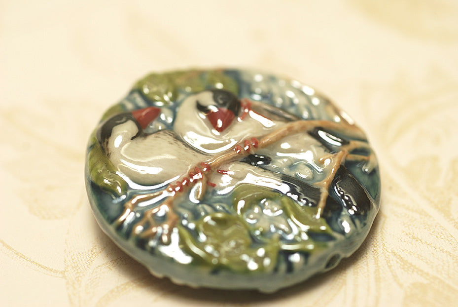 PR033600 - 36mm Porcelain Disk Twin Birds