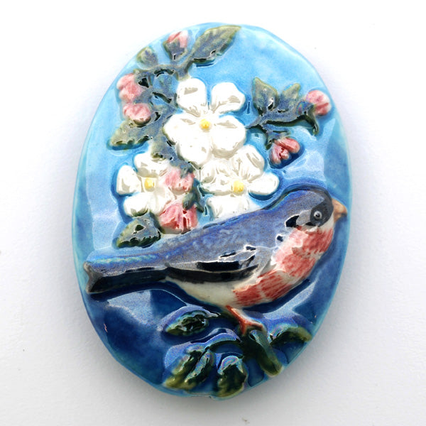 PR053040 - 30x40mm Porcelain Puffed Oval Bird 