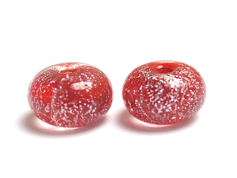 ST12 Clearance - Seven Red with Silver Dichroic Rondelle Beads