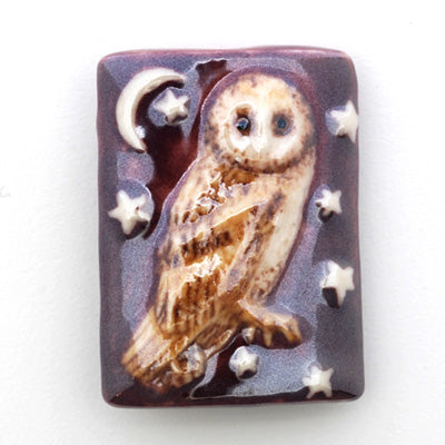 PW091824 - 18x24mm Porcelain Puffed Rectangle Owl 