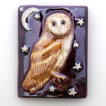 PW093040 - 30x40mm Porcelain Puffed Rectangle Owl 