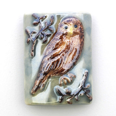 PW101824 - 18x24mm Porcelain Puffed Rectangle Owl 