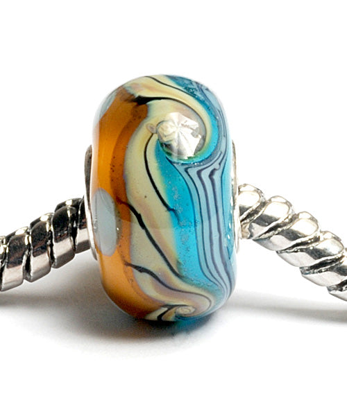 SC10006 - Large Hole Blue w/Brown Rondelle Bead