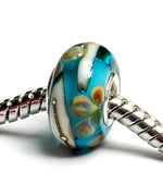 SC10013 - Large Hole Transparent Blue w/Ivory Rondelle Bead