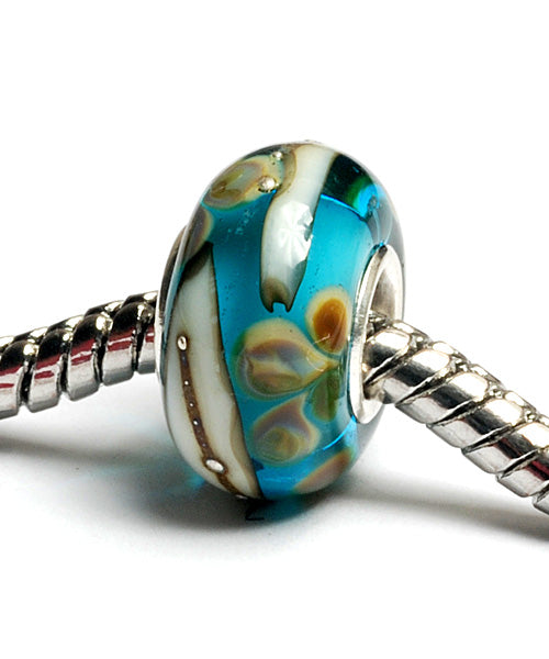 SC10013 - Large Hole Transparent Blue w/Ivory Rondelle Bead