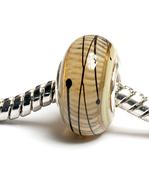 SC10015 - Large Hole Transparent Brown w/Beige Rondelle Bead