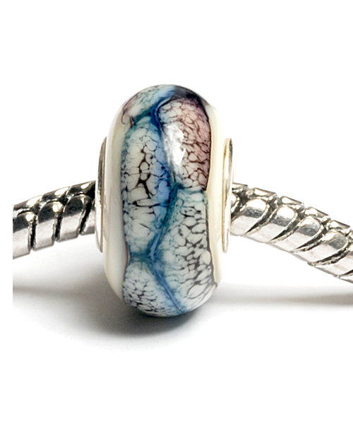 SC10016 - Large Hole Ivory/Black/Blue Free Style Rondelle Bead