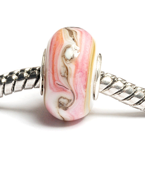 SC10022 - Large Hole Pink w/Beige & Ivory Rondelle Bead