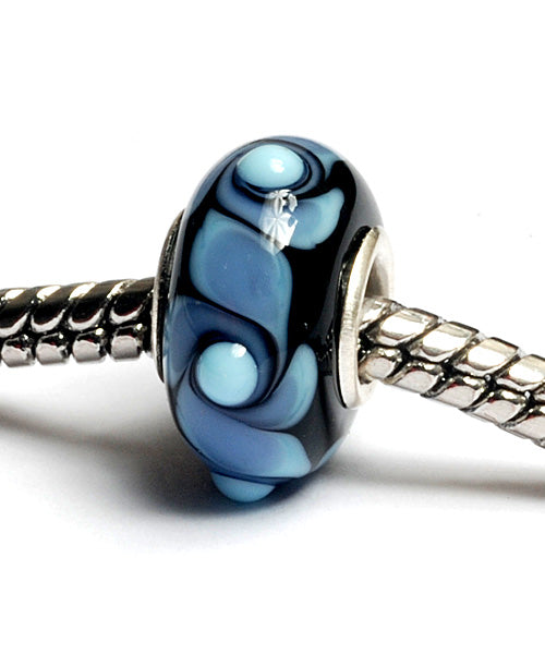 SC10025 - Large Hole Blue w/Black Rondelle Bead